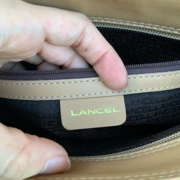 Vintage LANCEL Authentic Smooth Leather Tan Camel Medium Tote Top Handle Purse - Picture 4 of 16